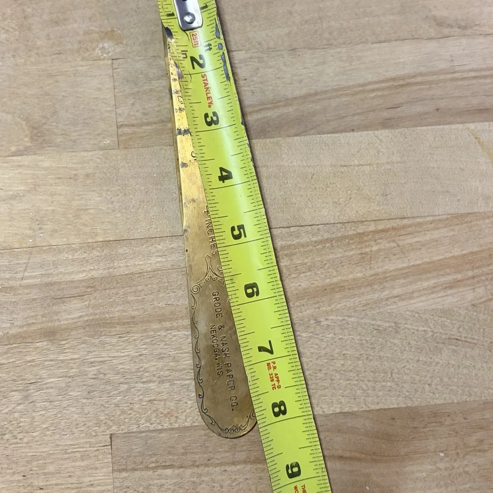 Vintage Wisconsin Paper Company Advertising Gold Metal Letter Opener‎